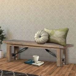 15 in. L x 62 in. W x 18 in. H Brown Acacia Wood Bench with Thick Block Legs by Benjara -Cheap Benjara Store brown benjara dining benches bm187658 44 1000