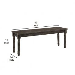 Transitional Style Brown Wooden Rectangular Bench with Turned Legs 47 in. L x 14 in. W x 18 in. H by Benjara 10 Transitional Style Brown Wooden Rectangular Bench with Turned Legs 47 in. L x 14 in. W x 18 in. H by Benjara -Cheap Benjara Store brown benjara dining benches bm218509 44 1000