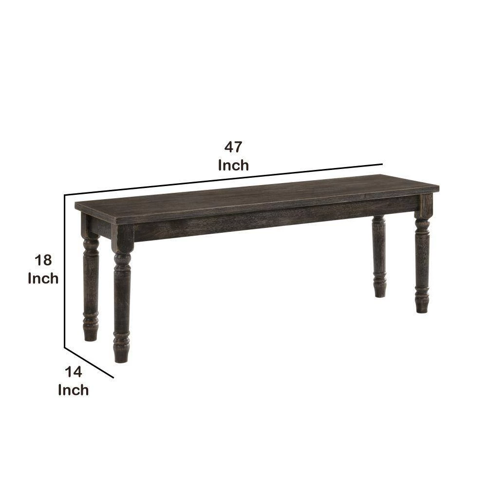 Transitional Style Brown Wooden Rectangular Bench with Turned Legs 47 in. L x 14 in. W x 18 in. H by Benjara 5 Transitional Style Brown Wooden Rectangular Bench with Turned Legs 47 in. L x 14 in. W x 18 in. H by Benjara - Image 5