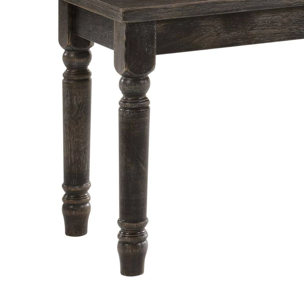 Transitional Style Brown Wooden Rectangular Bench with Turned Legs 47 in. L x 14 in. W x 18 in. H by Benjara 3 Transitional Style Brown Wooden Rectangular Bench with Turned Legs 47 in. L x 14 in. W x 18 in. H by Benjara - Image 3