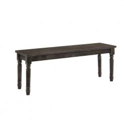 Transitional Style Brown Wooden Rectangular Bench with Turned Legs 47 in. L x 14 in. W x 18 in. H by Benjara