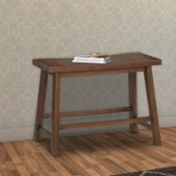 Brown Saddle Design Wooden Bench with Grain Details 9 in. L x 33 in. W x 24.25 in. H by Benjara -Cheap Benjara Store brown benjara dining benches bm239726 31 1000