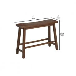Brown Saddle Design Wooden Bench with Grain Details 9 in. L x 33 in. W x 24.25 in. H by Benjara -Cheap Benjara Store brown benjara dining benches bm239726 44 1000