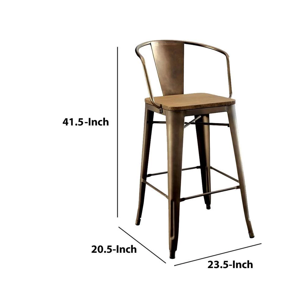 Cooper II Industrial Counter Height Chair Natural Elm Finish (Set of 2) by Benjara 5 Cooper II Industrial Counter Height Chair Natural Elm Finish (Set of 2) by Benjara - Image 5