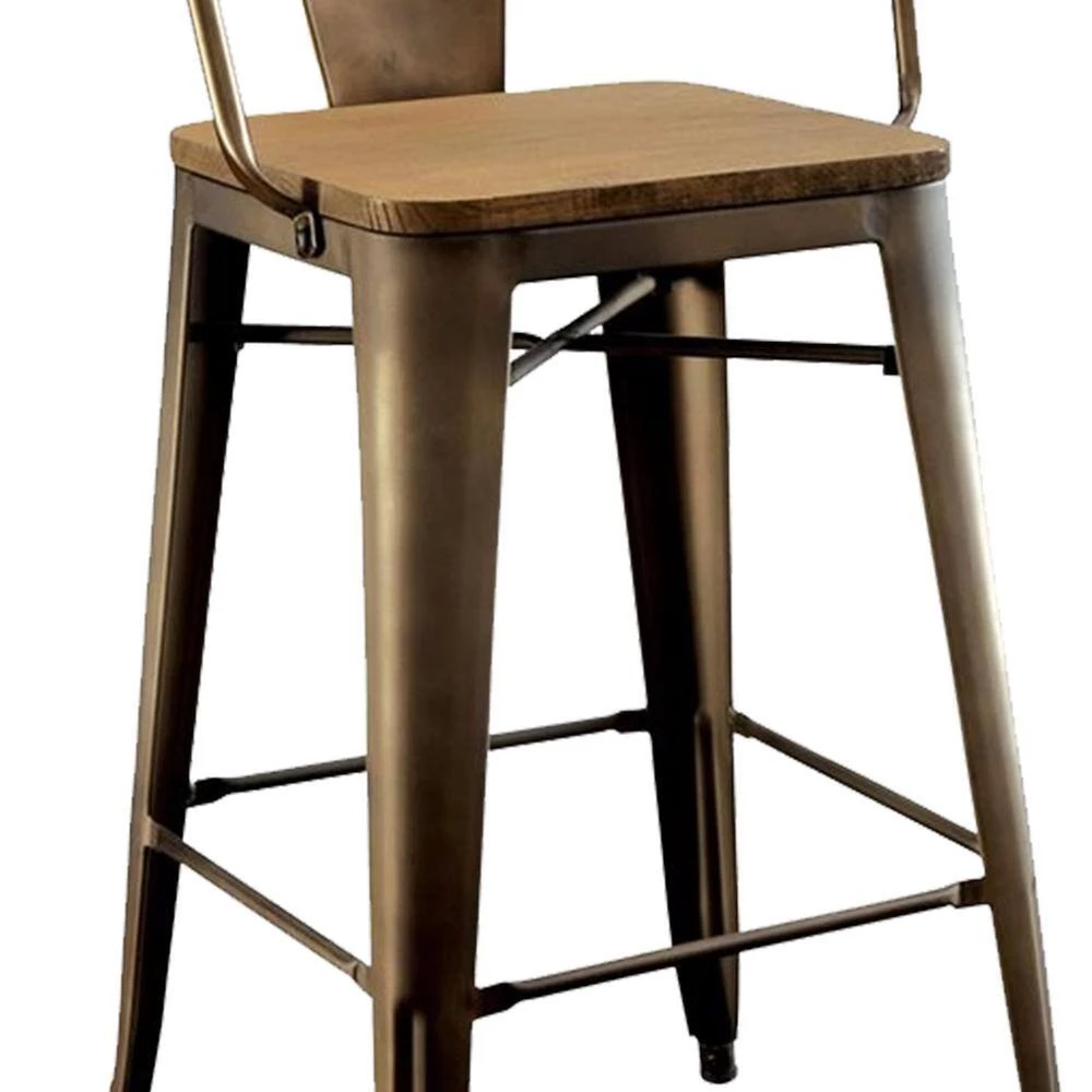 Cooper II Industrial Counter Height Chair Natural Elm Finish (Set of 2) by Benjara 3 Cooper II Industrial Counter Height Chair Natural Elm Finish (Set of 2) by Benjara - Image 3