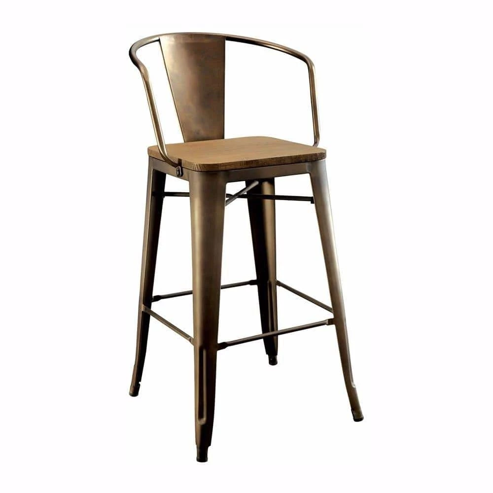 Cooper II Industrial Counter Height Chair Natural Elm Finish (Set of 2) by Benjara 1 Cooper II Industrial Counter Height Chair Natural Elm Finish (Set of 2) by Benjara