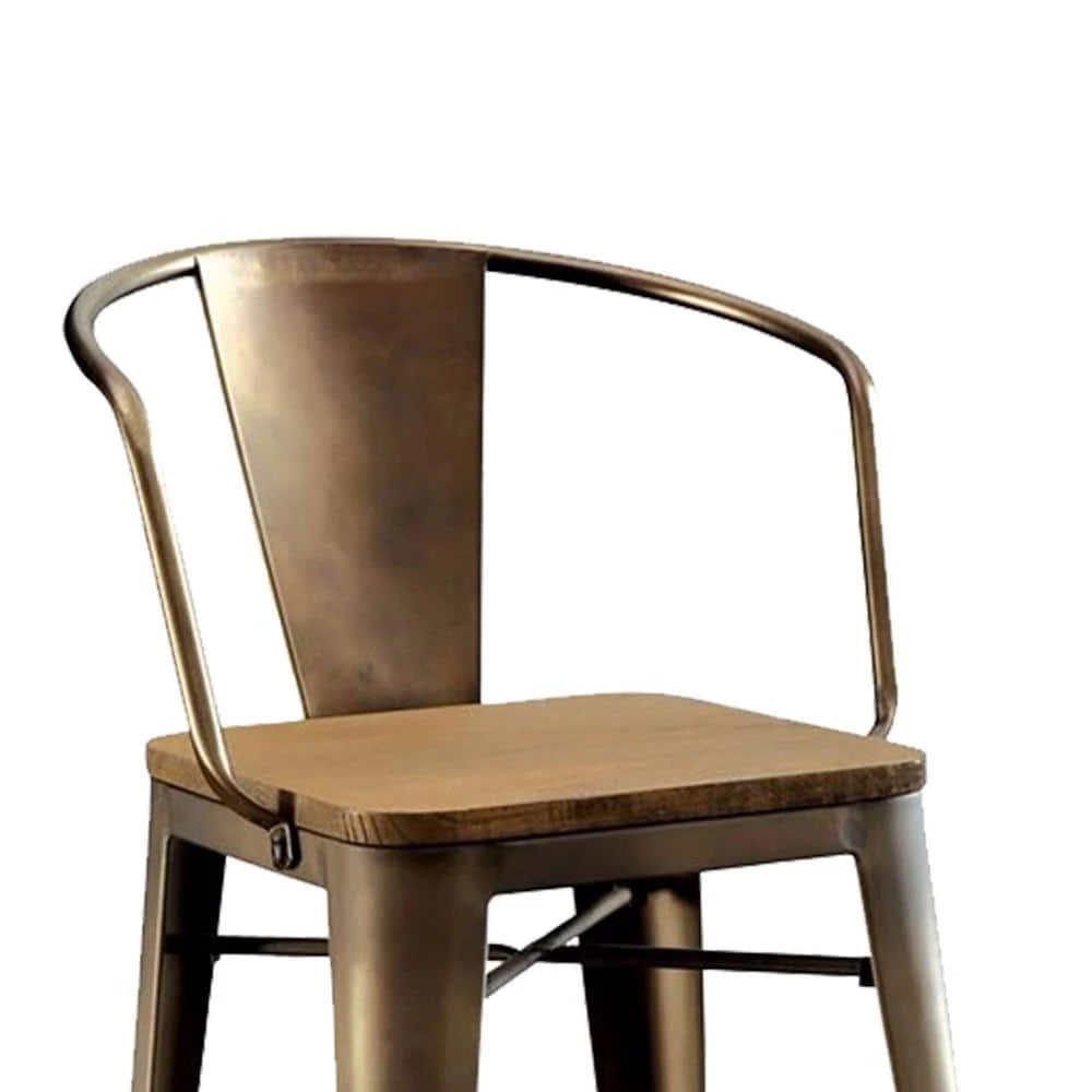 Cooper II Industrial Counter Height Chair Natural Elm Finish (Set of 2) by Benjara 2 Cooper II Industrial Counter Height Chair Natural Elm Finish (Set of 2) by Benjara - Image 2