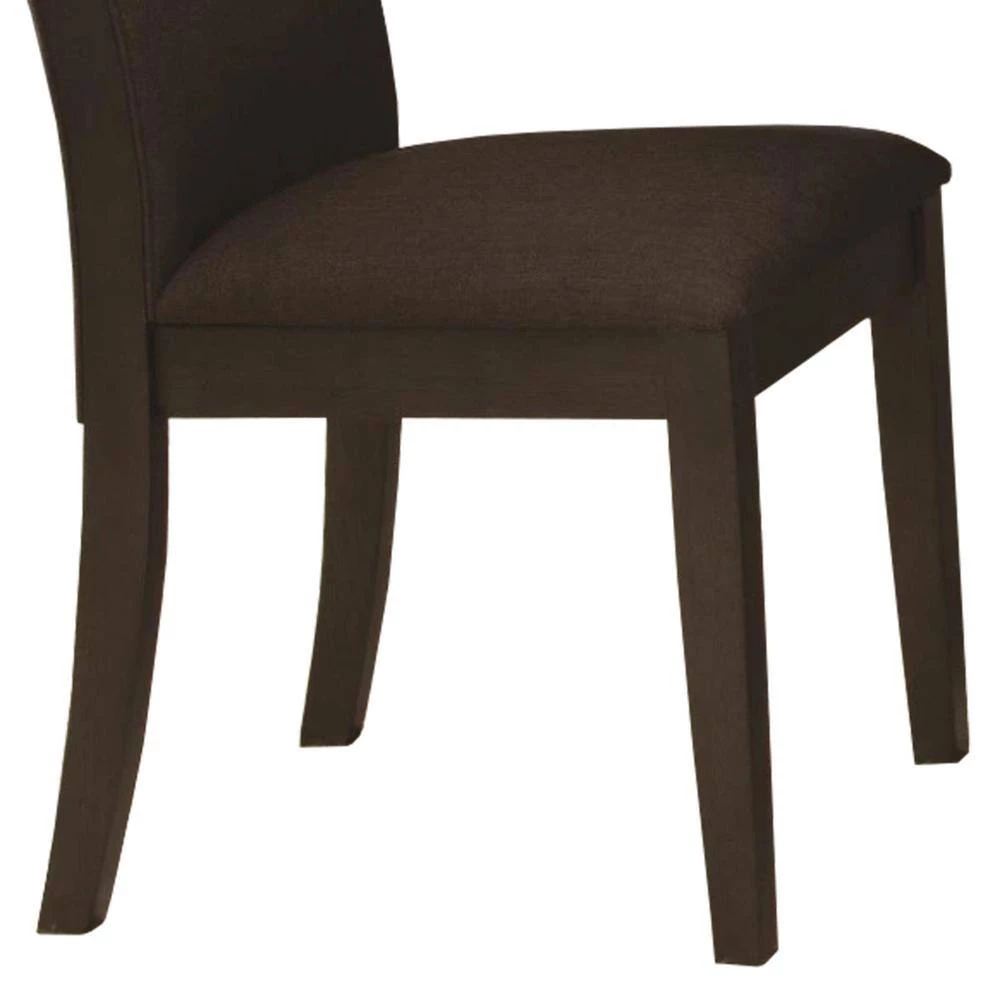 Brown Fabric Upholstered Wooden Dining Side Chair (Set of 2) by Benjara 3 Brown Fabric Upholstered Wooden Dining Side Chair (Set of 2) by Benjara - Image 3