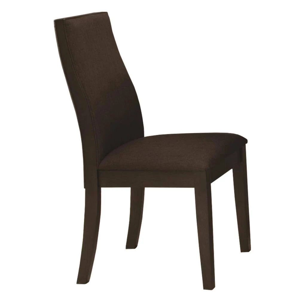 Brown Fabric Upholstered Wooden Dining Side Chair (Set of 2) by Benjara 2 Brown Fabric Upholstered Wooden Dining Side Chair (Set of 2) by Benjara - Image 2