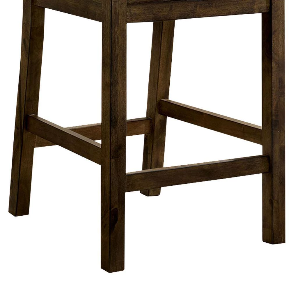 Brown Rustic Style Solid Wood Counter Height Side Chair (Pack of 2) by Benjara 4 Brown Rustic Style Solid Wood Counter Height Side Chair (Pack of 2) by Benjara - Image 4