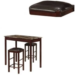 3-Piece Reactangle Faux Marbleized Brown Wooden Counter Set with Stools by Benjara 8 3-Piece Reactangle Faux Marbleized Brown Wooden Counter Set with Stools by Benjara -Cheap Benjara Store brown benjara dining room sets bm16644 1f 1000