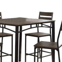 5-Piece Antique Brown Metal and Wood Counter Height Table Set by Benjara -Cheap Benjara Store brown benjara dining room sets bm181301 1f 1000
