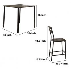 5-Piece Antique Brown Metal and Wood Counter Height Table Set by Benjara -Cheap Benjara Store brown benjara dining room sets bm181301 44 1000