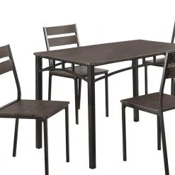 5 Piece Rectangle Metal And Wood Antique Brown Dining Table Set by Benjara 11 5 Piece Rectangle Metal And Wood Antique Brown Dining Table Set by Benjara -Cheap Benjara Store brown benjara dining room sets bm181302 1f 1000