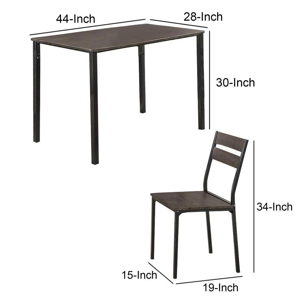 5 Piece Rectangle Metal And Wood Antique Brown Dining Table Set by Benjara 6 5 Piece Rectangle Metal And Wood Antique Brown Dining Table Set by Benjara - Image 6