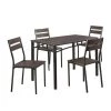 5 Piece Rectangle Metal And Wood Antique Brown Dining Table Set by Benjara