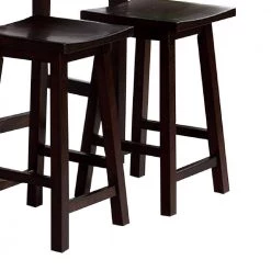 3-Piece Rectangular Wooden Espresso Brown Bar Table Set with Contoured Seat by Benjara -Cheap Benjara Store brown benjara dining room sets bm245922 1f 1000