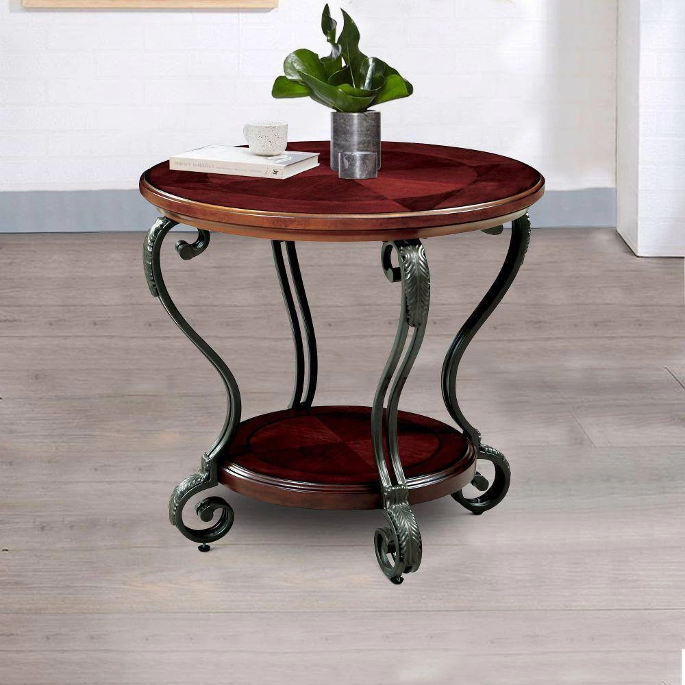 Brown Cherry Finish End Table Transitional Style by Benjara 5 Brown Cherry Finish End Table Transitional Style by Benjara - Image 5