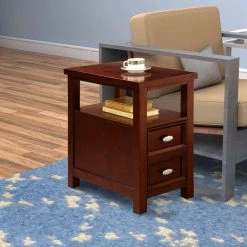 Brown Spacious Chair Side Table by Benjara -Cheap Benjara Store brown benjara end side tables bm157881 c3 1000