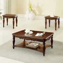 3-Piece 26 in. Brown Medium Rectangle Wood Coffee Table Set with Storage by Benjara -Cheap Benjara Store brown benjara end side tables bm166160 31 1000