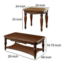 3-Piece 26 in. Brown Medium Rectangle Wood Coffee Table Set with Storage by Benjara -Cheap Benjara Store brown benjara end side tables bm166160 fa 1000