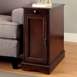 Brown Highly Functional Sleek Transitional Side Table with USB by Benjara -Cheap Benjara Store brown benjara end side tables bm172784 31 1000