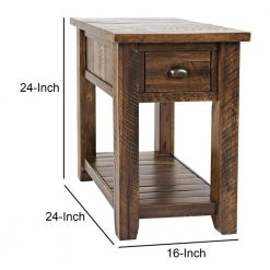 24 in. H Oak Brown Wooden One Drawer Chair Side Table by Benjara -Cheap Benjara Store brown benjara end side tables bm183959 1f 1000