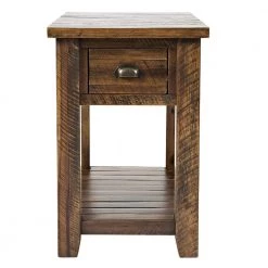 24 in. H Oak Brown Wooden One Drawer Chair Side Table by Benjara