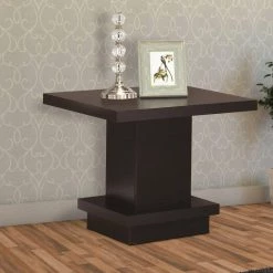 Contemporary Cappuccino Brown End Table with Pedestal Base by Benjara -Cheap Benjara Store brown benjara end side tables bm184934 31 1000