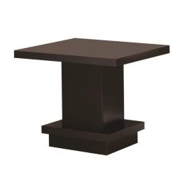 Contemporary Cappuccino Brown End Table with Pedestal Base by Benjara