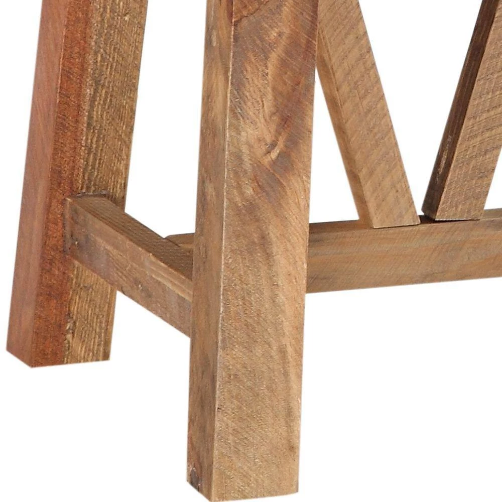 22 in. H Brown Pine with Trestle Reinforced Sawhorse Base Wood End Table by Benjara 2 22 in. H Brown Pine with Trestle Reinforced Sawhorse Base Wood End Table by Benjara - Image 2