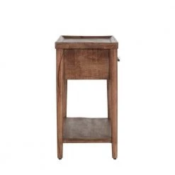 22 in. Natural Brown Classic Mango Wood Rectangular End Table with 1 Drawer and 1 Shelf by Benjara -Cheap Benjara Store brown benjara end side tables bm282998 1f 1000