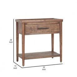 22 in. Natural Brown Classic Mango Wood Rectangular End Table with 1 Drawer and 1 Shelf by Benjara -Cheap Benjara Store brown benjara end side tables bm282998 44 1000
