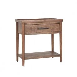 22 in. Natural Brown Classic Mango Wood Rectangular End Table with 1 Drawer and 1 Shelf by Benjara