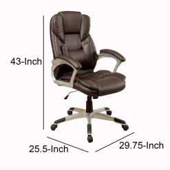 Sibley Contemporary 43 in. H Brown Finish Metal and Leather Office Chair by Benjara -Cheap Benjara Store brown benjara executive chairs bm131837 44 1000