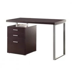 Contemporary Style 23.5 in. Brown Office Writing Desk with File Drawer by Benjara