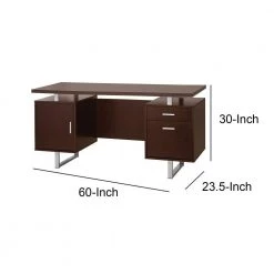 60 in. Rectangular Brown 2 Drawer Executive Desk with Built-In Storage by Benjara -Cheap Benjara Store brown benjara executive desks bm163908 40 1000