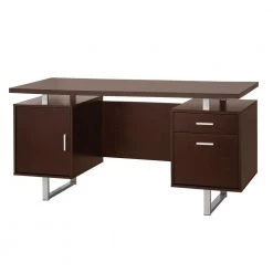 60 in. Rectangular Brown 2 Drawer Executive Desk with Built-In Storage by Benjara