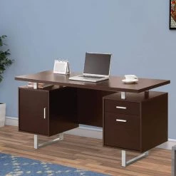 60 in. Rectangular Brown 2 Drawer Executive Desk with Built-In Storage by Benjara -Cheap Benjara Store brown benjara executive desks bm163908 fa 1000