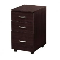 File Cabinet Espresso Brown with 3-Drawers by Benjara