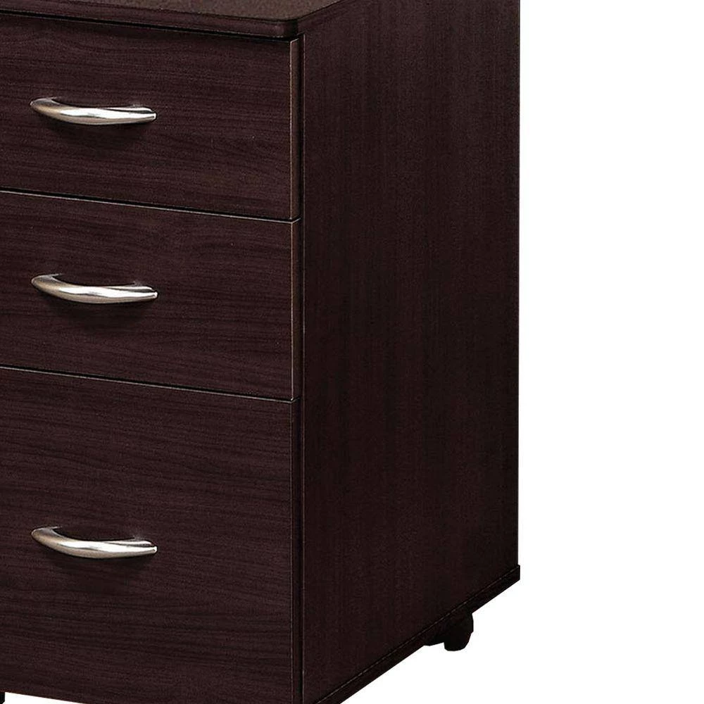 File Cabinet Espresso Brown with 3-Drawers by Benjara 3 File Cabinet Espresso Brown with 3-Drawers by Benjara - Image 3