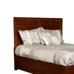2.13 in. Cherry Brown Panel Design Twin Size Wooden Headboard by Benjara