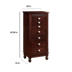 Brown 7-Drawer Jewelry Armoire with Fluted Design 42.38 in. x 14 in. x 20 in. by Benjara 15 Brown 7-Drawer Jewelry Armoire with Fluted Design 42.38 in. x 14 in. x 20 in. by Benjara -Cheap Benjara Store brown benjara jewelry armoires bm232500 44 1000