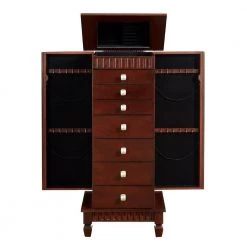 Brown 7-Drawer Jewelry Armoire with Fluted Design 42.38 in. x 14 in. x 20 in. by Benjara 11 Brown 7-Drawer Jewelry Armoire with Fluted Design 42.38 in. x 14 in. x 20 in. by Benjara -Cheap Benjara Store brown benjara jewelry armoires bm232500 77 1000