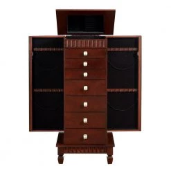 Brown 7-Drawer Jewelry Armoire with Fluted Design 42.38 in. x 14 in. x 20 in. by Benjara 12 Brown 7-Drawer Jewelry Armoire with Fluted Design 42.38 in. x 14 in. x 20 in. by Benjara -Cheap Benjara Store brown benjara jewelry armoires bm232500 c3 1000