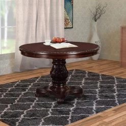 Traditional Dark Cherry Brown Round Dining Table by Benjara -Cheap Benjara Store brown benjara kitchen dining tables bm171266 31 1000