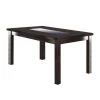 Brown Wooden Dining Table with Tempered Glass Top by Benjara