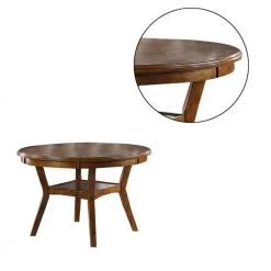 47 in. Walnut Brown Round Top Wooden Dining Table with Boomerang Legs by Benjara 9 47 in. Walnut Brown Round Top Wooden Dining Table with Boomerang Legs by Benjara -Cheap Benjara Store brown benjara kitchen dining tables bm228573 1f 1000