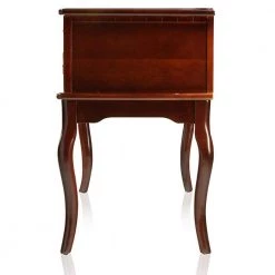 Spacious Brown Solid Wood Vanity Table with Three Sided Mirror and Fabric Padded Stool by Benjara -Cheap Benjara Store brown benjara makeup vanities bm138071 1f 1000