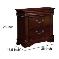 2 Drawers Wooden Brown Finish Night Stand by Benjara -Cheap Benjara Store brown benjara nightstands bm123205 fa 1000